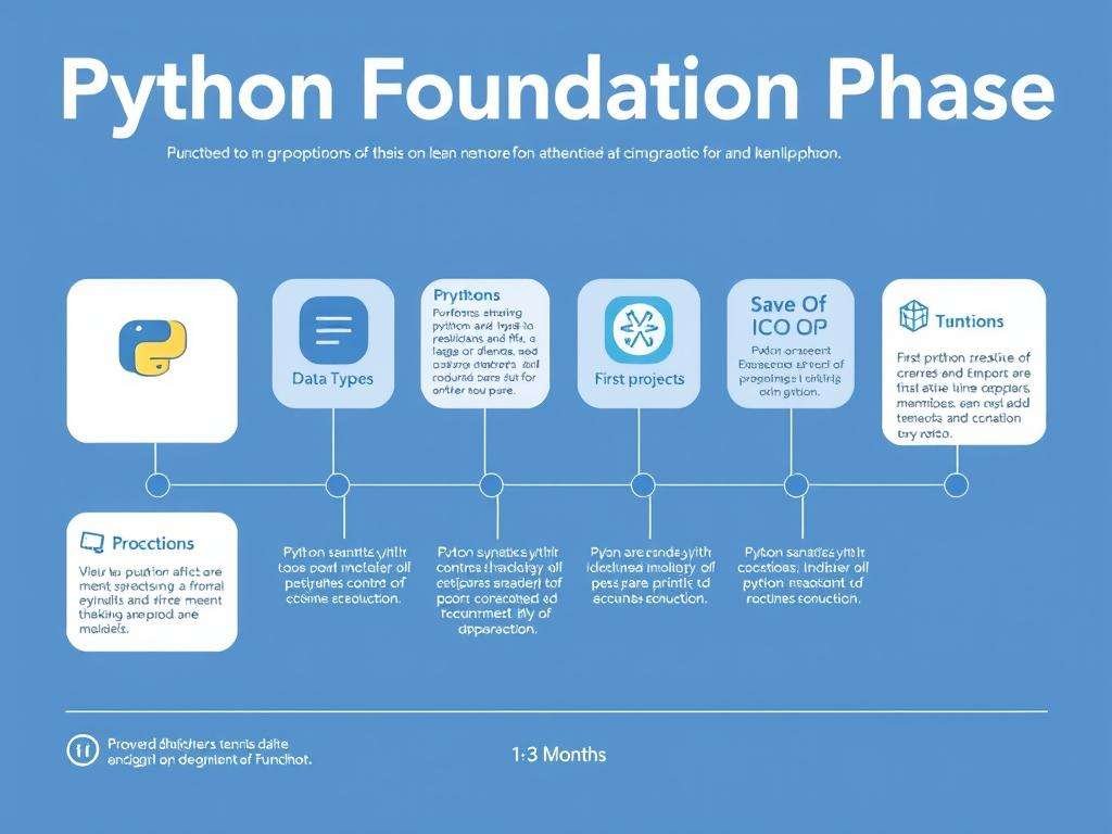 Python foundation phase learning path showing basic concepts and first projects Python foundation phase learning path showing basic concepts and first projects