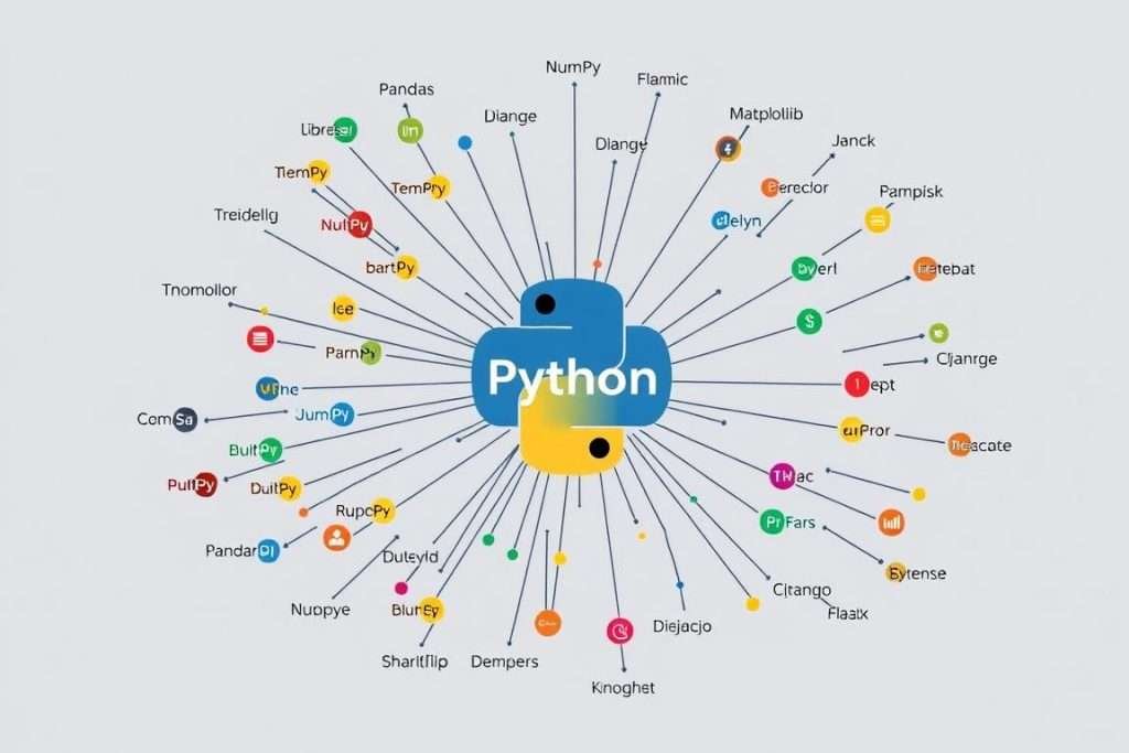 Visual representation of Python programming language libraries ecosystem